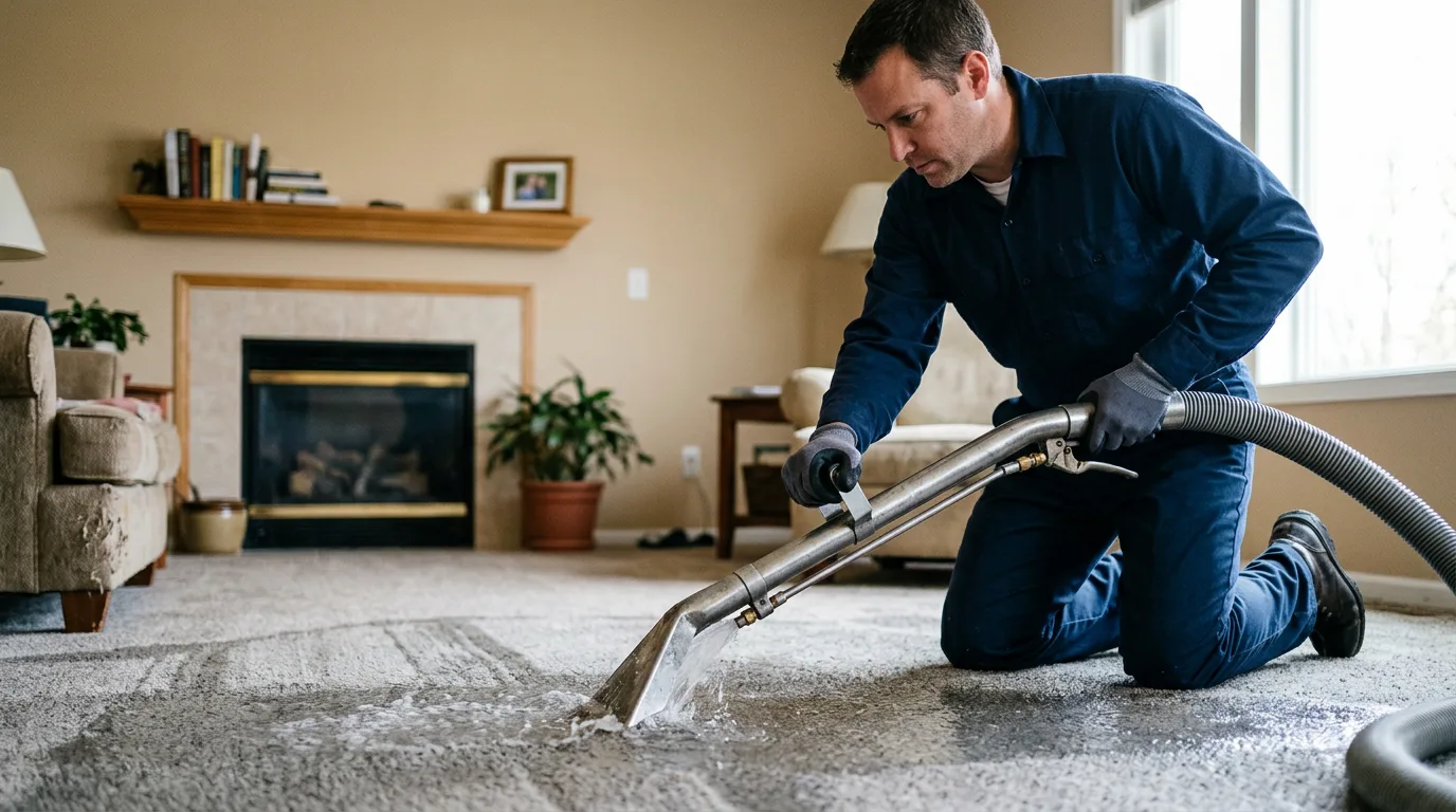Water damage restoration technician working near Shawnee, WY